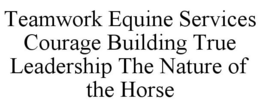 TEAMWORK EQUINE SERVICES COURAGE BUILDING TRUE LEADERSHIP THE NATURE OF THE HORSE trademark