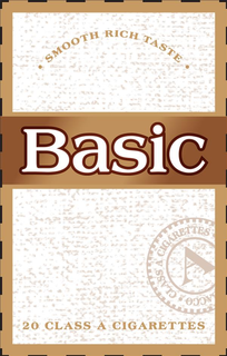 BASIC · SMOOTH RICH TASTE ·  20 CLASS ACIGARETTES A CLASS A CIGARETTES ACCO trademark