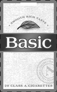 BASIC  · SMOOTH RICH TASTE · 20 CLASS A CIGARETTES A · CLASS A CIGARETTES · ACCO trademark