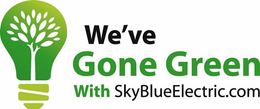 WE'VE GONE GREEN WITH SKYBLUEELECTRIC.COM trademark