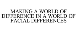 MAKING A WORLD OF DIFFERENCE IN A WORLD OF FACIAL DIFFERENCES trademark