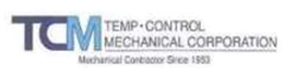 TCM TEMP · CONTROL MECHANICAL CORPORATION MECHANICAL CONTRACTOR SINCE 1953 trademark