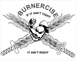 BURNERCISE IF IT AIN'T TIGHT, IT AIN'T RIGHT PS.91 1. COR. 6.19 trademark