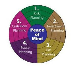 PEACE OF MIND 1. RISK PLANNING 2. INVESTMENT PLANNING 3. TAX PLANNING 4. ESTATE PLANNING 5. CASH FLOW PLANNING trademark