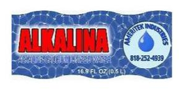 ALKALINA ALKALINE CALCIUM IONIZED WATER 818-252-4939 16.9 FL OZ (O.5 L) trademark
