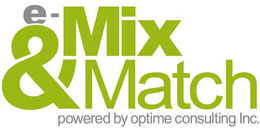 E MIX & MATCH POWERED BY OPTIME CONSULTING INC. trademark