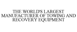 THE WORLD'S LARGEST MANUFACTURER OF TOWING AND RECOVERY EQUIPMENT trademark