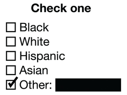 CHECK ONE BLACK WHITE HISPANIC ASIAN OTHER: trademark