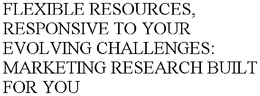 FLEXIBLE RESOURCES, RESPONSIVE TO YOUR EVOLVING CHALLENGES: MARKETING RESEARCH BUILT FOR YOU trademark