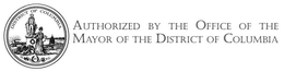 AUTHORIZED BY THE OFFICE OF THE MAYOR OF THE DISTRICT OF COLUMBIA DISTRICT OF COLUMBIA 1871 CONSTITUTION JUSTITIA OMNIBUS trademark