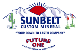 SUNBELT CUSTOM MINERAL "YOUR DOWN TO EARTH COMPANY" FUTURE ONE FUTURE MINERAL HERE TODAY trademark