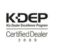 K-DEP KIA DEALER EXCELLENCE PROGRAM CERTIFIED DEALER 2009 trademark