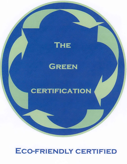 THE GREEN CERTIFICATION ECO-FRIENDLY CERTIFIED trademark