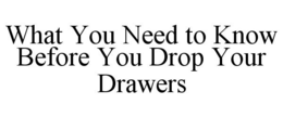 WHAT YOU NEED TO KNOW BEFORE YOU DROP YOUR DRAWERS trademark