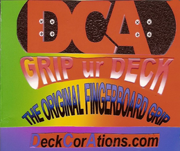 DCA GRIP UR DECK THE ORIGINAL FINGERBOARD GRIP DECKCORATIONS.COM trademark