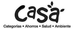 CASA CATEGORÍAS AHORROS SALUD AMBIENTE trademark