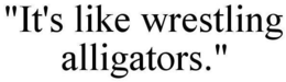 "IT'S LIKE WRESTLING ALLIGATORS." trademark