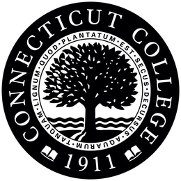 CONNECTICUT COLLEGE 1911 TANQUAM · LIGNUM · QUOD · PLANTATUM · EST · SECUS · DECURSUS · AQUARUM · trademark