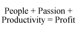 PEOPLE + PASSION + PRODUCTIVITY = PROFIT trademark