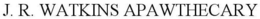 J. R. WATKINS NATURAL APAWTHECARY trademark