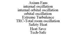 AXIUM FANS INTERNAL OSCILLATION INTERNAL ORBITAL OSCILLATION ORBITAL OSCILLATION EXTREME TURBULENCE TRC-TOTAL ROOM OSCILLATION SAFETY HEAT HEAT SAVE TECH-SAFE trademark