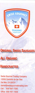 SWISS GOURMET TRADING COMPANY ORIGINAL SWISS SAUSAGES ALL ORGANIC HANDCRAFTED trademark