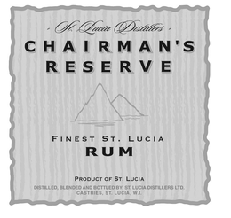 ST. LUCIA DISTILLERS CHAIRMAN'S RESERVE FINEST ST. LUCIA RUM PRODUCT OF ST. LUCIA DISTILLED, BLENDED AND BOTTLED BY: ST. LUCIA DISTILLERS LTD. CASTRIES, ST. LUCIA, W.I. trademark