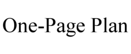 ONE-PAGE PLAN trademark
