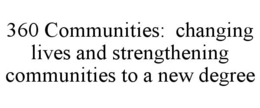 360 COMMUNITIES: CHANGING LIVES AND STRENGTHENING COMMUNITIES TO A NEW DEGREE trademark