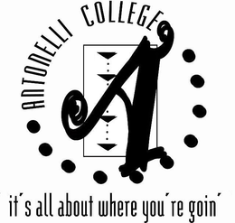 A ANTONELLI COLLEGE "IT'S ALL ABOUT WHERE YOU'RE GOIN'" trademark