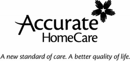 ACCURATE HOMECARE A NEW STANDARD OF CARE. A BETTER QUALITY OF LIFE trademark