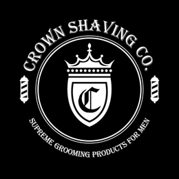 CROWN SHAVING CO. SUPREME GROOMING PRODUCTS FOR MEN & C DESIGN trademark