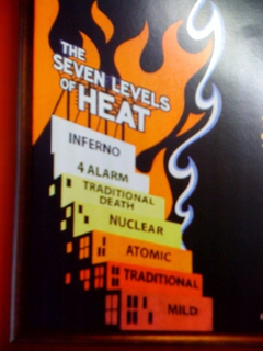 THE SEVEN LEVELS OF HEAT INFERNO 4 ALARM TRADITIONAL DEATH NUCLEAR ATOMIC TRADITIONAL MILD trademark