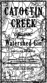CATOCTIN CREEK ORGANIC WATERSHED GIN DISTILLED FROM RYE NATURALLY DISTILLED AND BOTTLED IN LOUDOUN COUNTY VIRGINIA FROM HIGHEST QUALITY INGREDIENTS CATOCTIN CREEK DISTILLING COMPANY, LLC PURCELLVILLE, VIRGINIA 50% ALC BY VOL 750 ML trademark