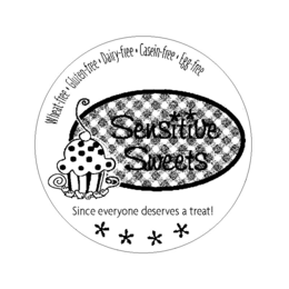 SENSITIVE SWEETS SINCE EVERYONE DESERVES A TREAT! WHEAT-FREE · GLUTEN-FREE · DAIRY-FREE · CASEIN-FREE · EGG-FREE trademark