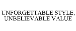 UNFORGETTABLE STYLE, UNBELIEVABLE VALUE trademark