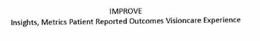 IMPROVE INSIGHTS, METRICS PATIENT REPORTED OUTCOMES VISIONCARE EXPERIENCE trademark
