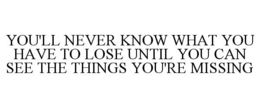 YOU'LL NEVER KNOW WHAT YOU HAVE TO LOSE UNTIL YOU CAN SEE THE THINGS YOU'RE MISSING trademark
