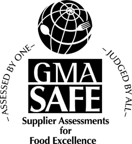 GMA SAFE SUPPLIER ASSESSMENTS FOR FOOD EXCELLENCE ASSESSED BY ONE JUDGED BY ALL trademark