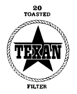 TEXAN 20 TOASTED FILTER trademark