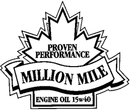 PROVEN PERFORMANCE MILLION MILE ENGINE OIL 15W40 trademark