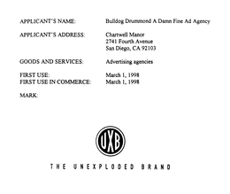 UXB THE UNEXPLODED BRAND trademark