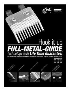 HOOK IT UP FULL METAL GUIDE TECHNOLOGY WITH LIFE TIME GUARANTEE.  FULL METAL GUIDE COMB ATTACHMENT FITS ALL MAJOR BRAND HAIR CLIPPERS.  USED FOR BLENDING AND FADE OUT CUT.  YANAKI MY trademark