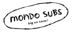 MONDO SUBS BIG ON TASTE! trademark