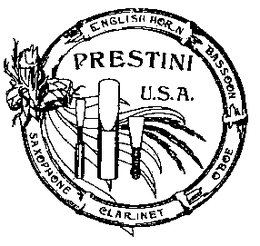 PRESTINI U.S.A. ENGLISH HORN BASSOON OBBE CLARINET SAXOPHONE trademark