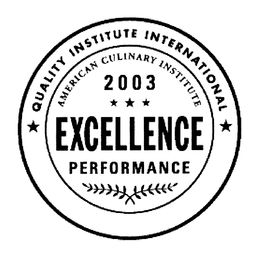 QUALITY INSTITUTE INTERNATIONAL AMERICAN CULINARY INSTITUTE 2003 EXCELLENCE PERFORMANCE trademark
