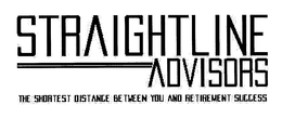STAIGHTLINE ADVISORS THE SHORTEST DISTANCE BE TWEEN YOU AND RE TIREMENT SUCCESS trademark