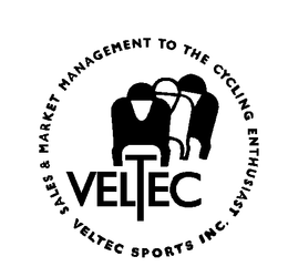 VELTEC SALES & MARKET MANAGEMENT TO THE CYCLING ENTHUSIAST VELTEC SPORTS INC. trademark