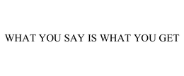 WHAT YOU SAY IS WHAT YOU GET trademark