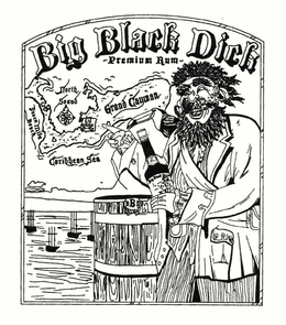 BIG BLACK DICK -PREMIUM RUM- NORTH SOUTH GRAND CAYMAN SEVEN MILE BEACH CARIBBEAN SEA BBD trademark